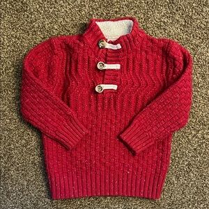 Cozy Red Knit Sweater with Button Accents